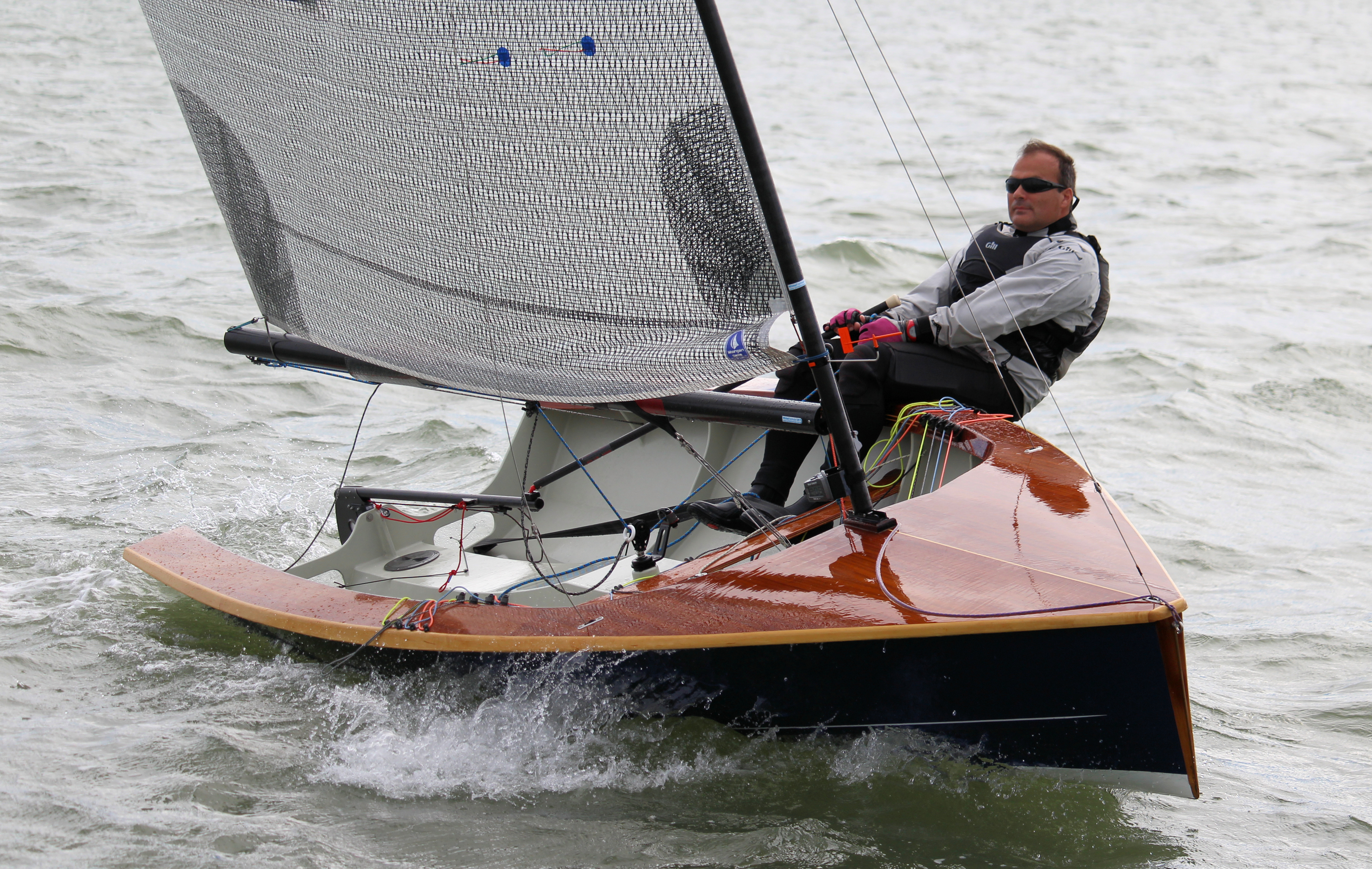 Julian Hines sailing his H1 at Herne Bay, Kent. September 2018.