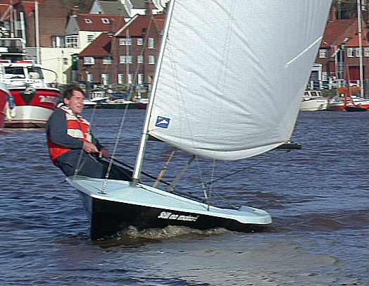 Bill Uppington, who owns Northern Spars, sails his Harrier 'Still No Mates' at Whitby.
