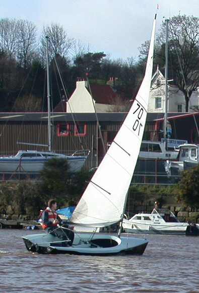 Bill Uppington, who owns Northern Spars, sails his Harrier 'Still No Mates' at Whitby.