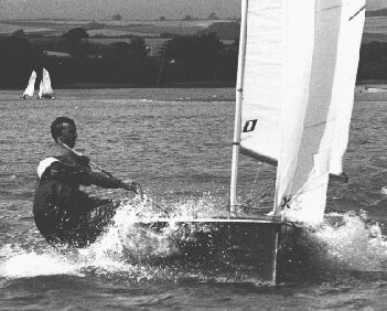 The designer crewing for Colin Humphrey in his HAZARD design Merlin/Rocket, Salcombe, 1977