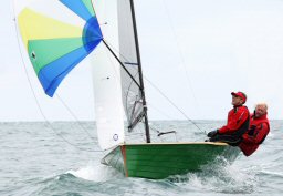 Laurie Smart and Keith Callaghan sailing Merlin Rocket 3708 "WICKED" - a Hazardous Zero-9 design, Shoreham, 2011