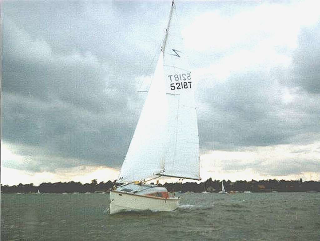 Blue Lightning sailing on the River Deben, Suffolk